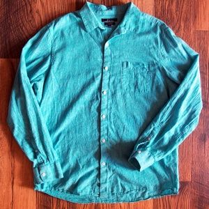 Marc Anthony Casual Slim-Fit Linen-Blend Long Sleeve Shirt, Teal Color